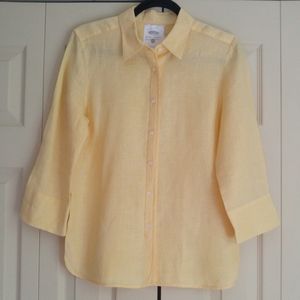 Talbots Yellow Irish Linen Blouse